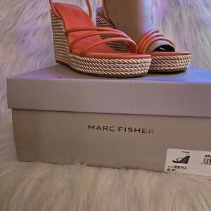 Marc Fisher Vibrant Coral Wedge Sandals